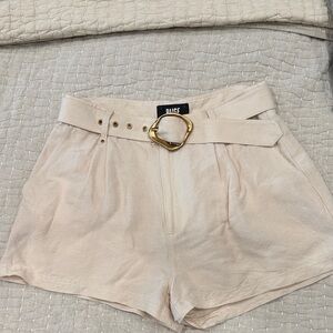 PAIGE High Waist Cream Shorts with Belt